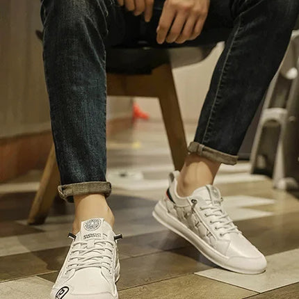 European Station Leather Fashion Men's Sneakers Men Shoes Man Embossed All Fashion Leather Red Casual Shoes for Men Men Shoes