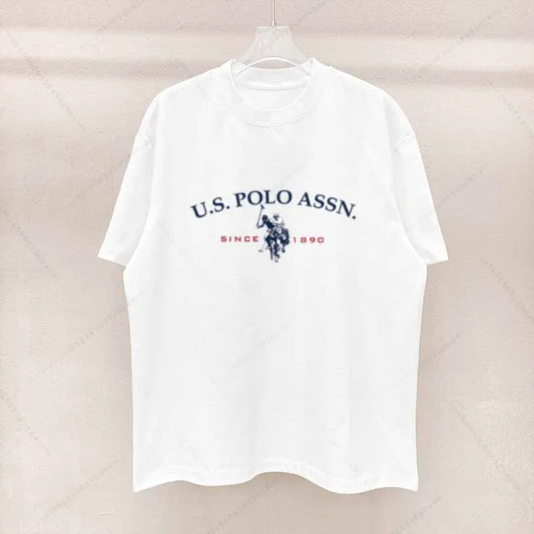 T-shirt da uomo in cotone stile semplice Polo lettera stampa grafica Casual girocollo da uomo a maniche corte Top spedizione gratuita