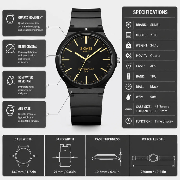 SKMEI Top Brand Casual Quartz Wristwatches Mens New Simple TPU Strap 3Bar Waterproof Watches For Male Time Clock Reloj Hombre