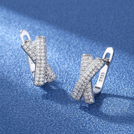 Orecchini in argento sterling 925 gioielli di alta qualità retrò modello semplice orecchini con zirconi bianchi viola vendita calda platinumshop