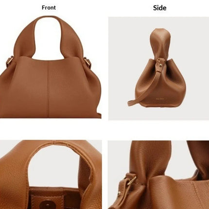 Borsa a Tracolla Cloud Dumpling da Donna, Borsa a Spalla Minimalista di Lusso in Vera Pelle Composita di Vacchetta, Piccola Dimensione