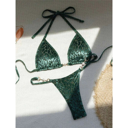 S-XL Leopard Halter Mini Micro Perizoma Bikini Donna Costumi da bagno Costume da bagno femminile Bikini a due pezzi Bagnante Costume da bagno Swim V5207 platinumshop