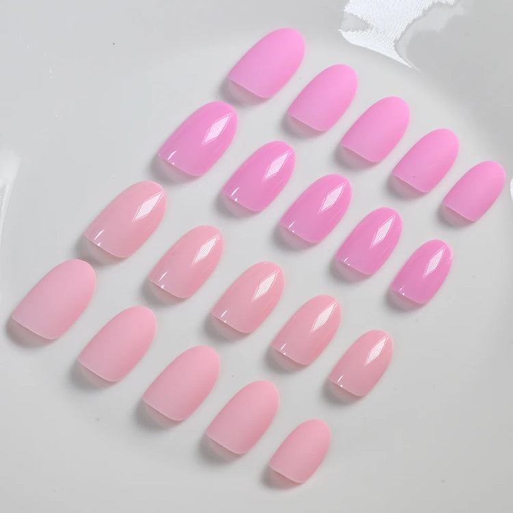 288pcs Light Pink Rose Purple Matte & Glossy False Nails Solid Color Medium Almond Full Cover Press On Nails Acrylic Fake Nails2028