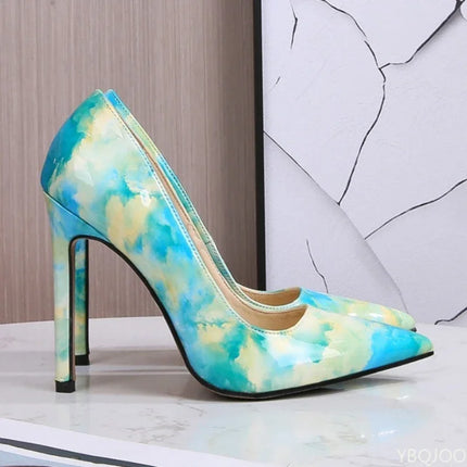 Tacchi alti dimagranti alla moda e sexy di grandi dimensioni Tacchi sottili Bocca poco profonda Punta a punta Tacchi alti di colore di nicchia Scarpe singole