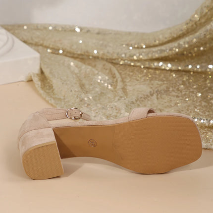 Nouvelles sandales à talons hauts pour femmes 2026, chaussures d'été décontractées pour femmes, talon carré, bout ouvert, bride à la cheville, sandales compensées