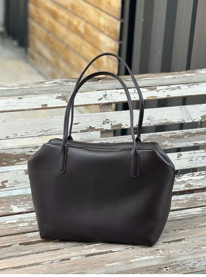 XHTY Genuine Leather Shoulder Bag Underarm Bag Women Soft Large Capacity Bowling Bag Simple Fashion Top Layer Cowhide New Model