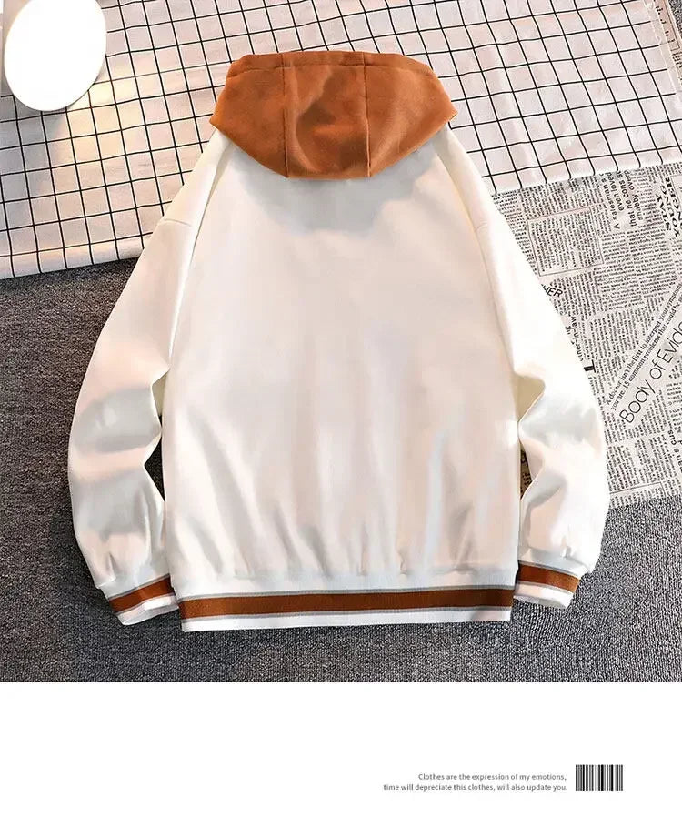 Men's Autumn New Trendy Brand All-match Student Hooded Jacket Plus Size Coats Women High Quality Varsity Baseball Uniform Jacket