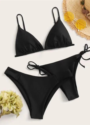 Bikini nero Costume da bagno estremo Triangolo Costumi da bagno sexy String 3 pezzi Bikini Set Costume da bagno donna Beach Tangas Biquinis Feminino platinumshop