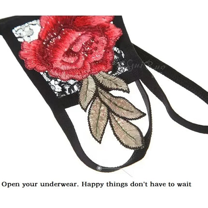 Women's Sexy Lace Rose Mini Lingerie Set Hot Underwear Embroidered Sleepwear Bras Panties Combo for Ladies