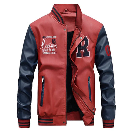 Men Slim Leather Jacket Motorcycle Casual PU Leather Coats Good Quality Male Fit Stand Collar Leather Jackets And Coats Size 4XL