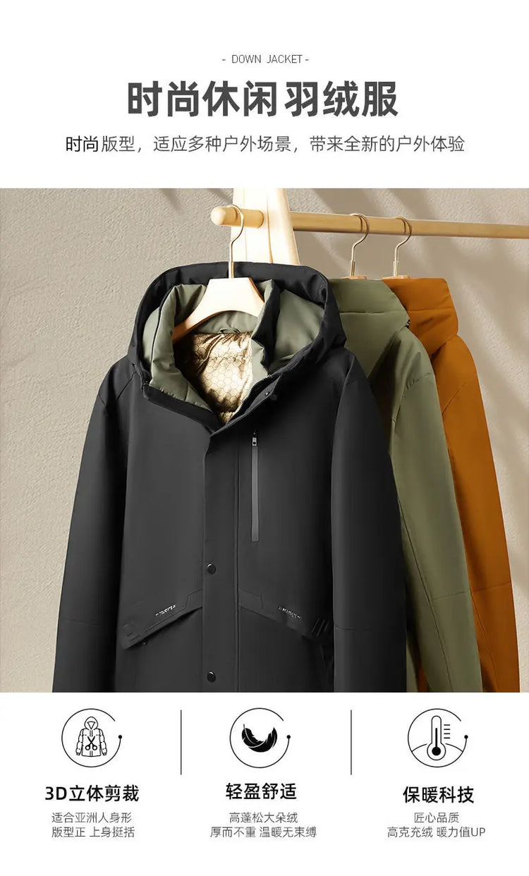 Oversized Men's 90% White Duck Down Jackets Winter Outdoor Windproof Warm Hooded Puffer Coat Loose Thicken Padded Parka Clothing