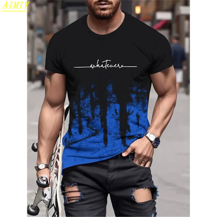 T-shirt da uomo casual sportiva oversize ampia più abbigliamento con stampa Milano comoda maglietta da shopping girocollo a maniche corte