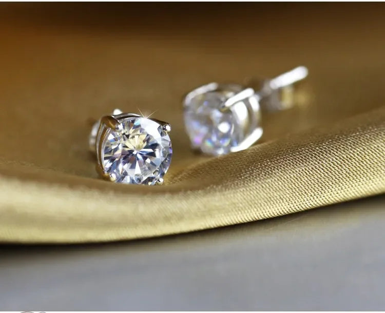 925 Sterling Silver Classic Fashion 4mm 5mm 6mm 7mm 8mm Five Claws Zircon Stud Earrings For Women Men Gift Oorbellen PlatiNum