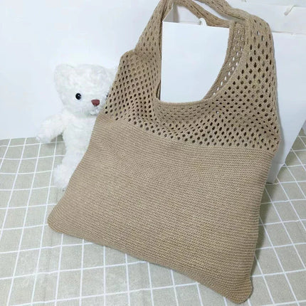 Borse a maglia da donna, borsa tote grande capacità, borsa estiva da spiaggia, borsa grande casual, borse a tracolla intrecciate a nido d'ape, borsa da donna