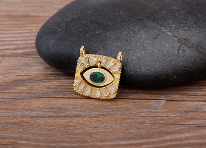 AIBEF Nuovo design creativo Zircone dorato Turco Evil Eye Collana con ciondolo quadrato Collana da donna Hip Hop Street Jewelry Party Regalo fortunato