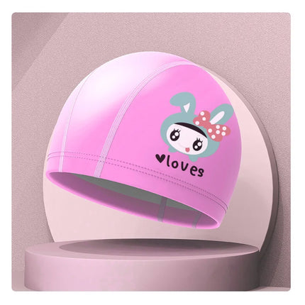 Bonnet de bain pour filles, dessin animé mignon, étanche, protection des oreilles, haute élasticité, chapeau de natation pour enfants, garçons, accessoires de natation pour bébés