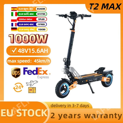 Ruitoo T2 max vendita calda scooter elettrico 1200W motore 48V 15.6AH batteria velocità massima 52 km/h adulto 10 pollici pneumatico scooter esterno