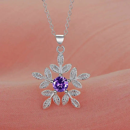 Collana in Argento Sterling 925 con Pendente a Fiocchi di Neve per Donne, Gioiello di Alta Qualità per Matrimoni e Fidanzamenti, Regalo di Moda con Cristalli di Zirconio PlatiNum