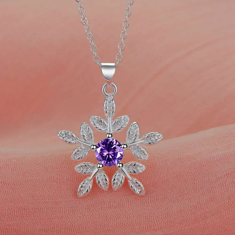 Collana in Argento Sterling 925 con Pendente a Fiocchi di Neve per Donne, Gioiello di Alta Qualità per Matrimoni e Fidanzamenti, Regalo di Moda con Cristalli di Zirconio PlatiNum