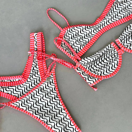 Push Up Bikini Costume da bagno sexy Donna 2025 Costumi da bagno A fascia Biquini Donna Stripe Body Taglio alto Costume da bagno Beachwear Monokini platinumshop