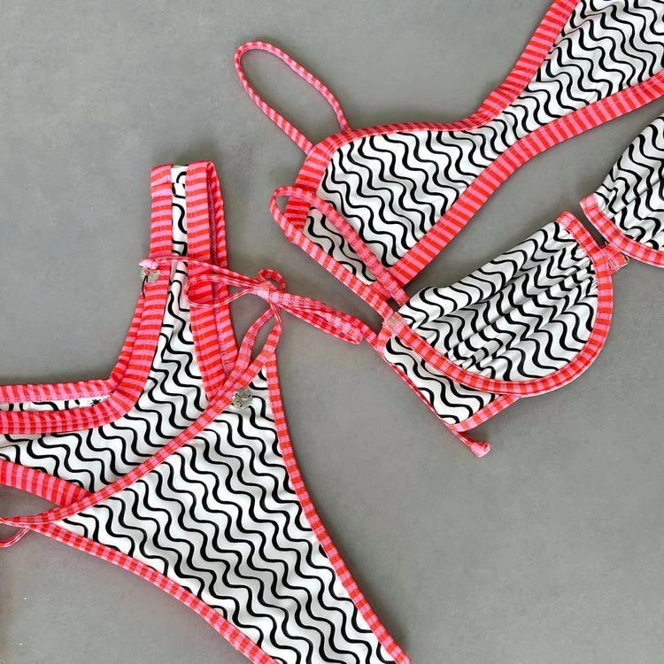 Push Up Bikini Costume da bagno sexy Donna 2025 Costumi da bagno A fascia Biquini Donna Stripe Body Taglio alto Costume da bagno Beachwear Monokini platinumshop