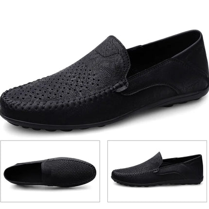 Scarpe da uomo Casual in pelle scavano mocassini da uomo traspiranti Slip on scarpe da guida mocassini da uomo italiani di lusso Plus Size 38-47