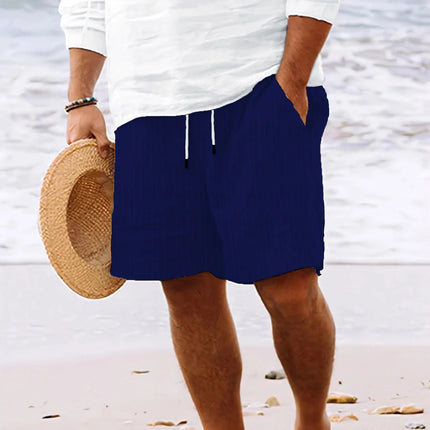 Pantaloncini comodi leggeri casual legati multitasche a righe tinta unita stile spiaggia hawaiano da uomo di nuova moda estiva platinumshop