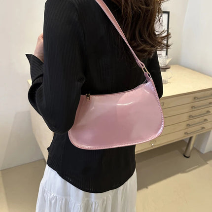 Retro Solid Color PU Leather Shoulder Underarm Bag Women's Fashion Handbags Casual Hobos Purses and Handbag Ladies Hand Bags PlatiNum