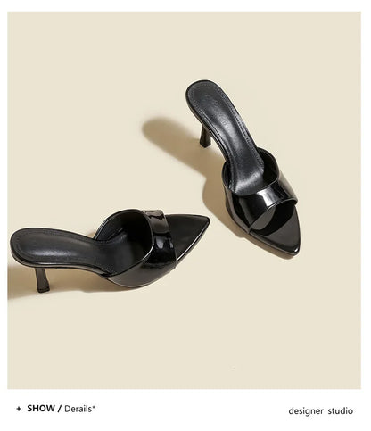 Sexy Pointy Toe Thin High Heels Slippers For Ladies Elegant Style Summer Slip-on Outdoor Walking Sandals Mules Women Party Shoes