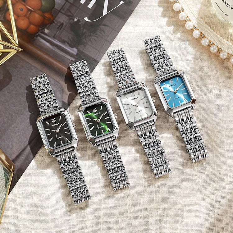 2025 Orologio da polso con cinturino in acciaio inossidabile di marca calda Orologio da polso al quarzo regalo di lusso da donna Orologio da polso al quarzo quadrato semplice moda studente platinumshop