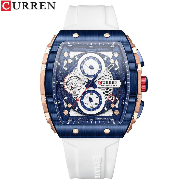 CURREN Orologio da uomo alla moda, marchio unico, design quadrato, lusso, nastro sportivo al quarzo, orologi da uomo impermeabili platinumshop