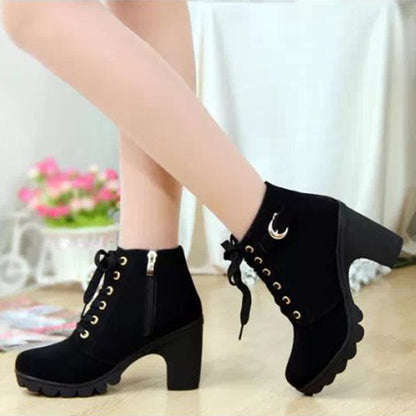 Women's Large Size Ankle Boots Autumn And Winter Cross-Strap Short Boots Gift for Christmas Birthday New Year