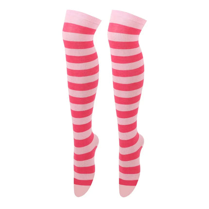 Calze alte alla coscia da donna a righe da donna nere bianche rosa lunghe sopra sopra calzini al ginocchio femboy Cosplay Lolita Harajuku Y2k