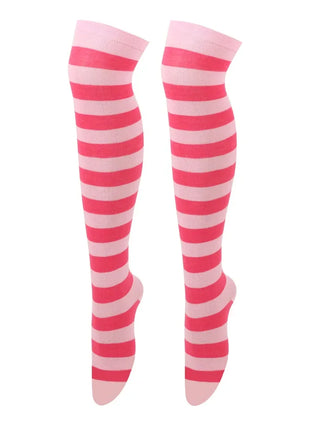 Calze autoreggenti a righe da donna Calze da donna nere bianche rosa lunghe sopra sopra il ginocchio femboy Cosplay Lolita Harajuku Y2k