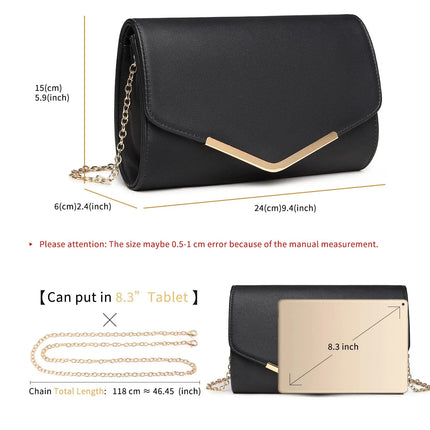 Miss Lulu Elegante Pochette da Donna con Catena Rimovibile, Borsa da Sera alla Moda per Matrimoni e Feste, Piccola Borsa a Tracolla Pratica