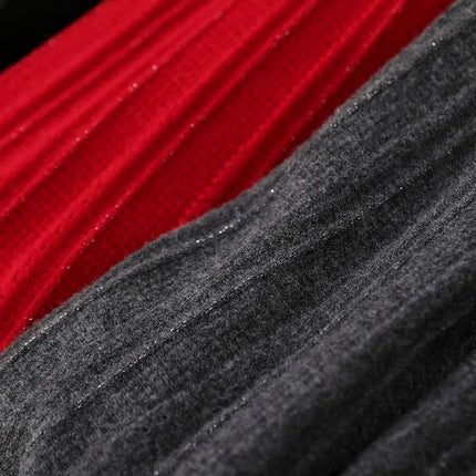 Women's Wool Skirts A-Line Pleated Cashmere Skirt Autumn Winter Elastic Waist 100% Merino Wool Knitted Bright Silk Style Dress PlatiNum