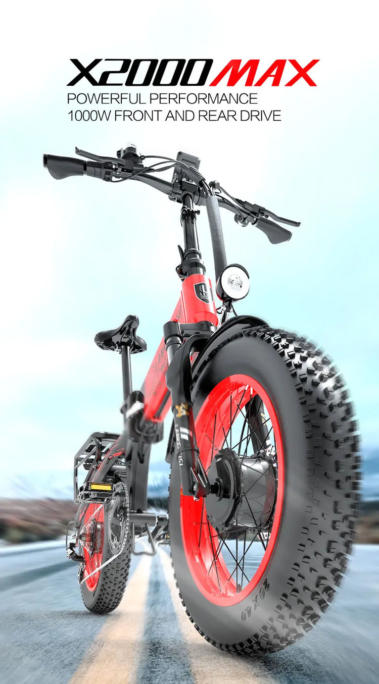 LANKELEISI X2000MAX E-Bicicletta per adulti 2000W 48V20AH City Ebicycle Pneumatico da 20 pollici Non pieghevole Strumento LCD Bicicletta elettrica