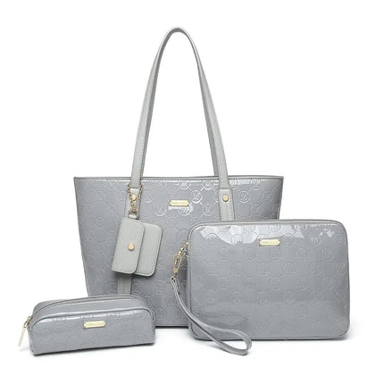 Miss Lulu WOMEN'S Handbag Set, Medium Shopper bag, 3-Piece Set Shoulder Bags FOR WOMEN'S, Elegant Handbag PlatiNum