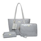 Miss Lulu WOMEN'S Handbag Set, Medium Shopper bag, 3-Piece Set Shoulder Bags FOR WOMEN'S, Elegant Handbag PlatiNum