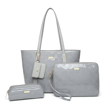 Miss Lulu WOMEN'S Handbag Set, Medium Shopper bag, 3-Piece Set Shoulder Bags FOR WOMEN'S, Elegant Handbag PlatiNum