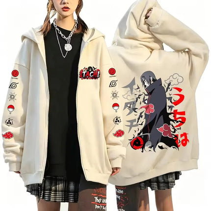 Naruto Uchiha Itachi New Japanese Anime Fashion Y2K Harajuku Men's Trendy Casual Sportswear Men's Couple Style Zip-Up Coat