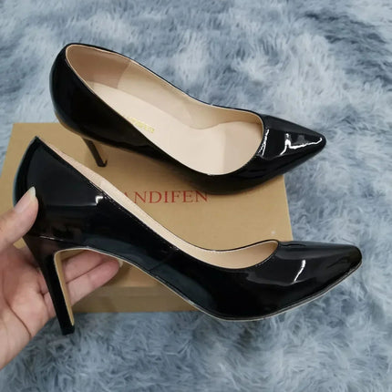 Décolleté da donna di grandi dimensioni Tacchi alti classici a punta Tacchi a spillo sexy da 9 cm Scarpe da festa di nozze rosse da donna eleganti e confortevoli platinumshop