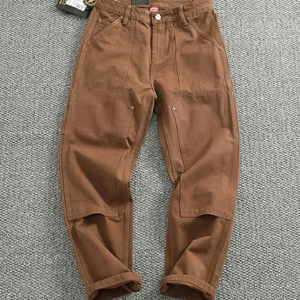 2025 Spring and Autumn New American Retro Heavyweight Patchwork Cargo Pants Men's Fashion Multi-pocket Casual Loose Trousers