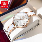 Orologio da donna OLEVS 5872, elegante orologio al quarzo con cinturino in ceramica e acciaio, impermeabile, per donna. platinumshop