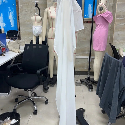 Poncho Lungo in Chiffon Trasparente da Donna, Copricostume a Rete, Sciarpa Fluida Asimmetrica, Coprispalle per Sposa, Matrimonio, Serate ed Eventi platinumshop