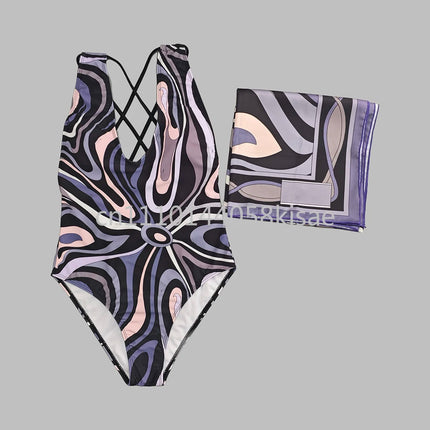 Costumi da bagno di lusso da donna con sciarpa nera e logo firmato, set bikini con fascia per capelli firmata da designer, abbigliamento da spiaggia platinumshop