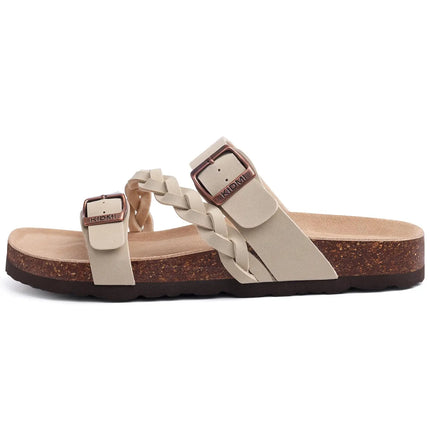 Crestar Sandali con pedana in sughero da donna Sandali scorrevoli slip-on con fibbia alla moda da donna Nuove pantofole comode estive con supporto per l'arco plantare