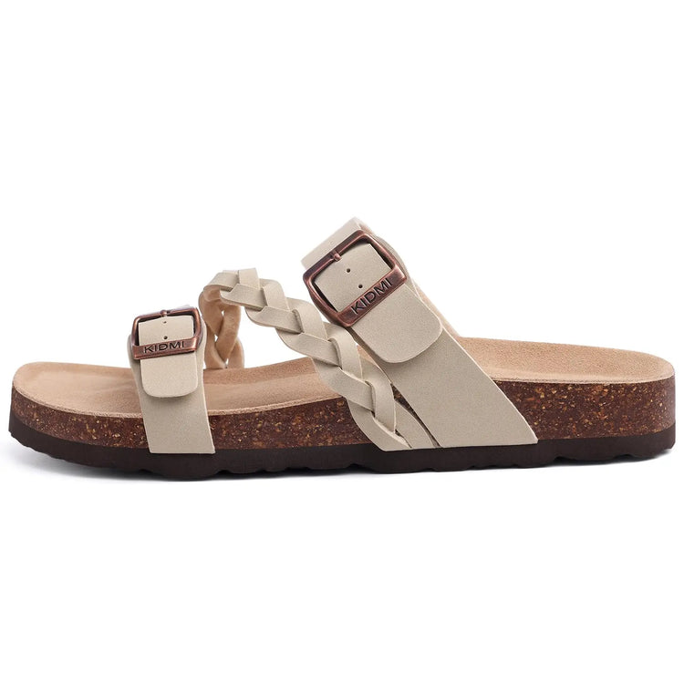 Crestar Sandali con pedana in sughero da donna Sandali scorrevoli slip-on con fibbia alla moda da donna Nuove pantofole comode estive con supporto per l'arco plantare