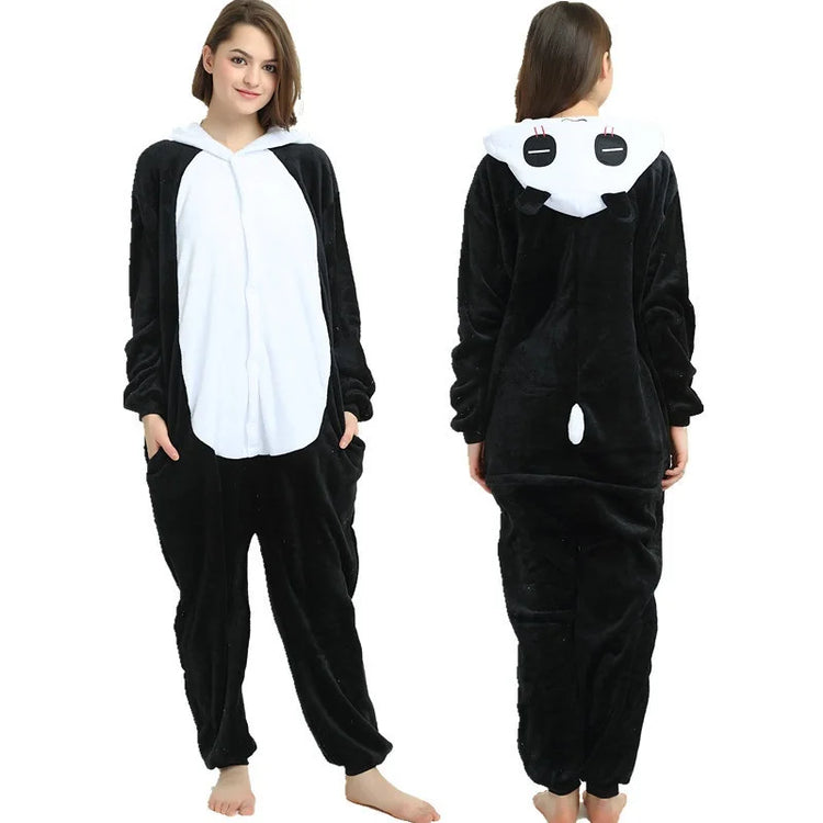 Winter Animal Onesies for Adults Homewear Flannel Sleepwear Couples Jumpsuit Winter Coral Velvet Pajamas Women Mens Loungewear