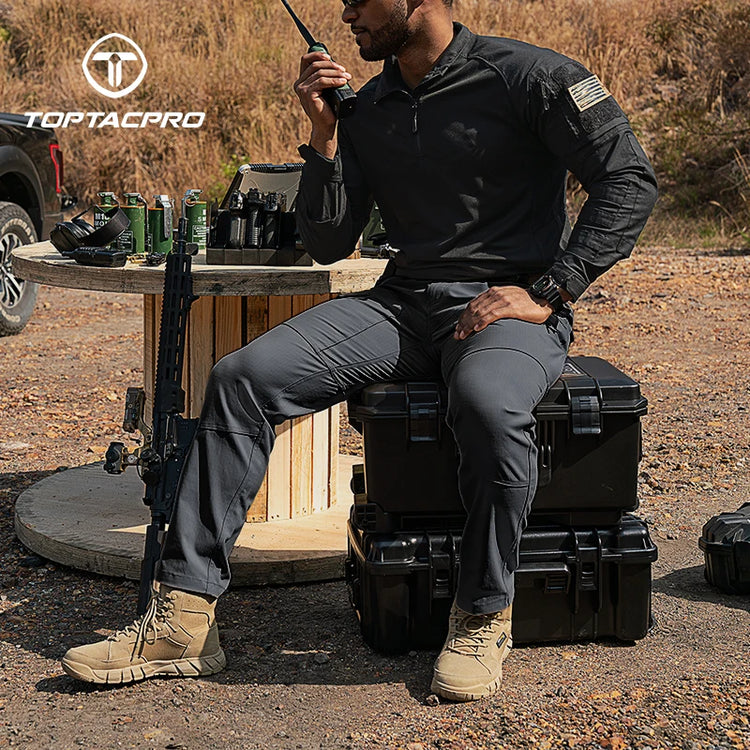 TOPTACPRO Men's Flex Ripstop Water-Resistant Lightweight Stretch Cargo Trousers for EDC Outdoor Work Hiking 8201